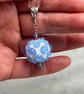 blue and ivory bumpy lampwork glass pendant  - Image 9