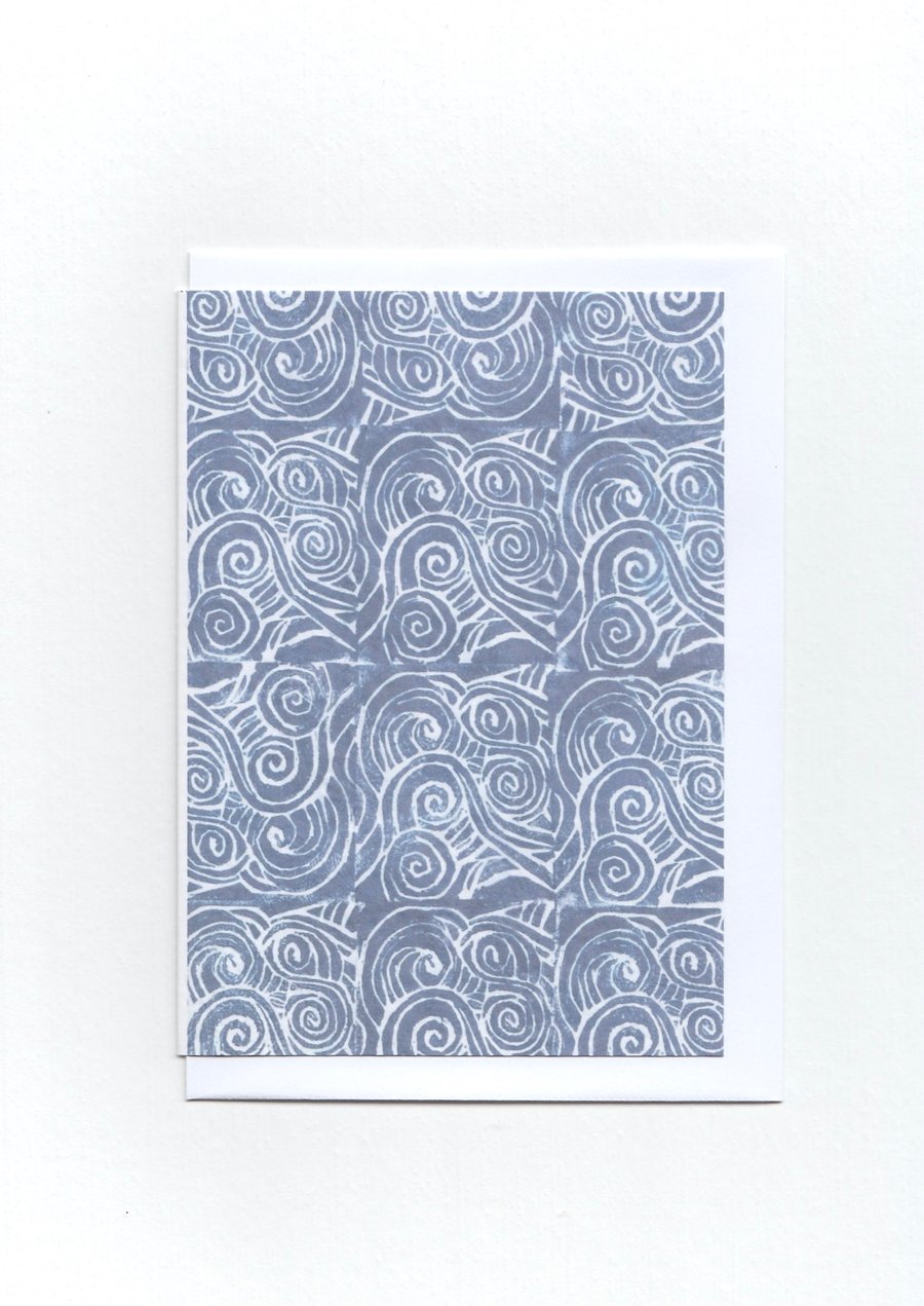 Sea Print Greetings Card . Ocean Waves Card 