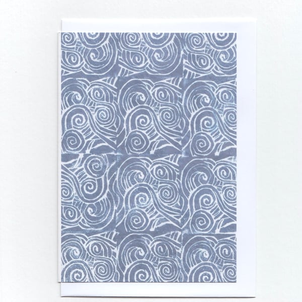 Sea Print Greetings Card . Ocean Waves Card 