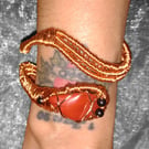 Copper Wire Wrapped Crystal Snake Bangle