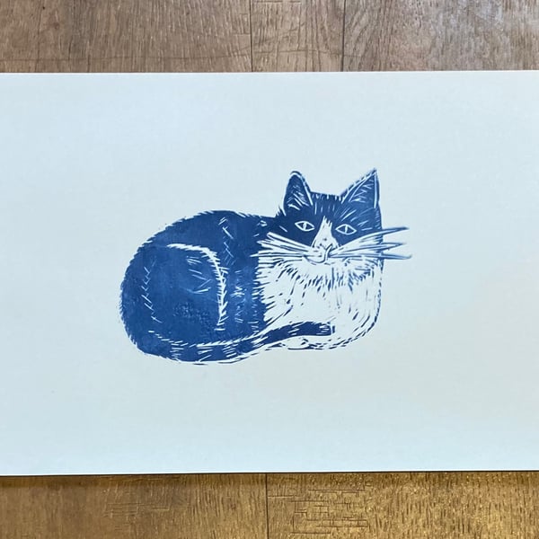 The cat, lino print