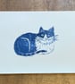 The cat, lino print