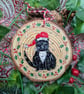 Black and White Cat hand-painted Christmas log slice decoration  - Image 4