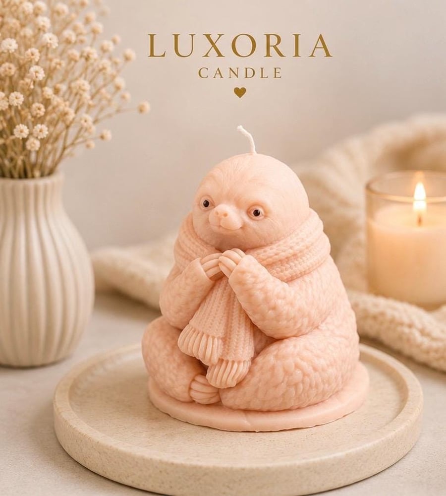 Sloth Candle Handmade Animal Candle Cute Sloth Gift Cozy Home Decor Soy Wax Cand