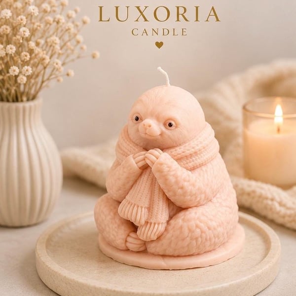 Sloth Candle Handmade Animal Candle Cute Sloth Gift Cozy Home Decor Soy Wax Cand