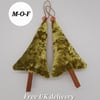 Yellow velvet cinnamon Christmas tree pair with bells.