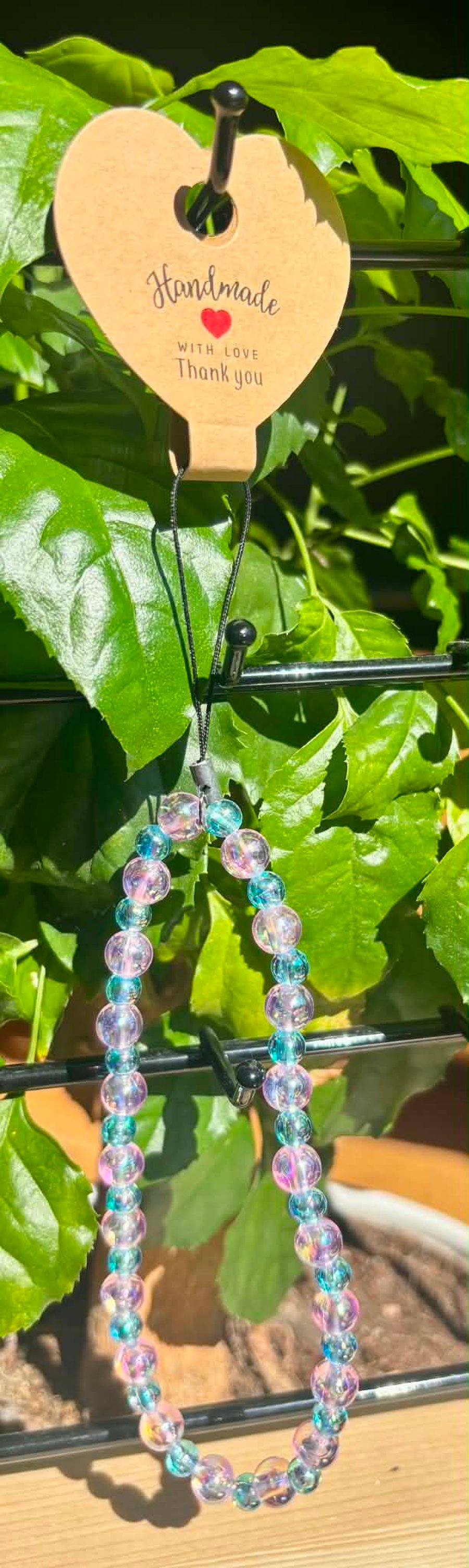 Handmade Multi-Coloured Beaded Phone Charm
