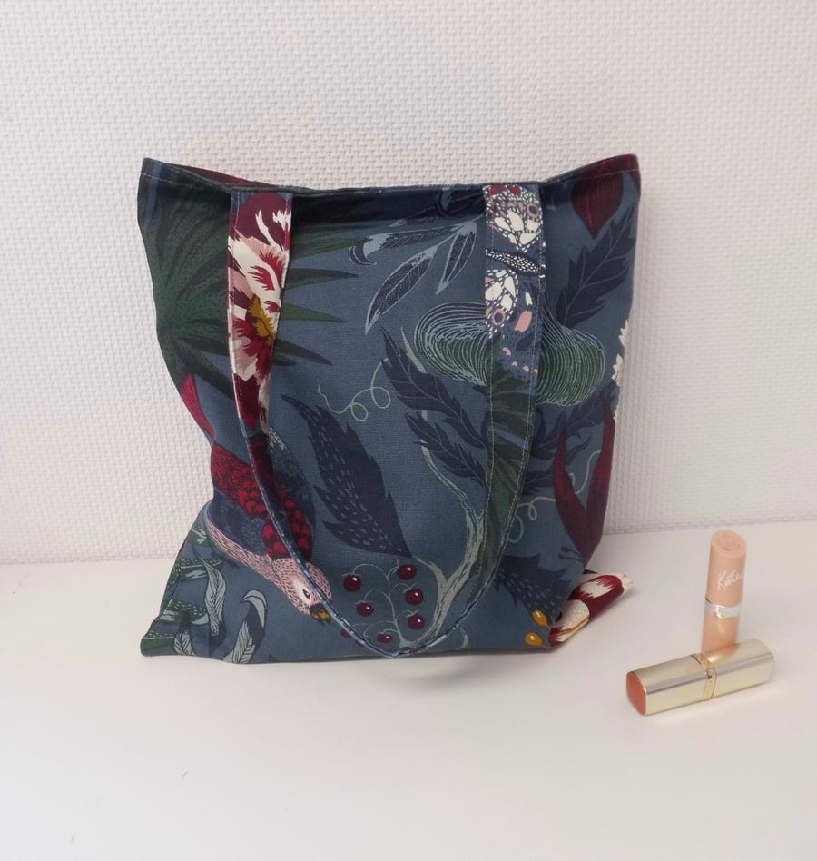 SOLD Tote bag shopping bag bird and floral fabric 