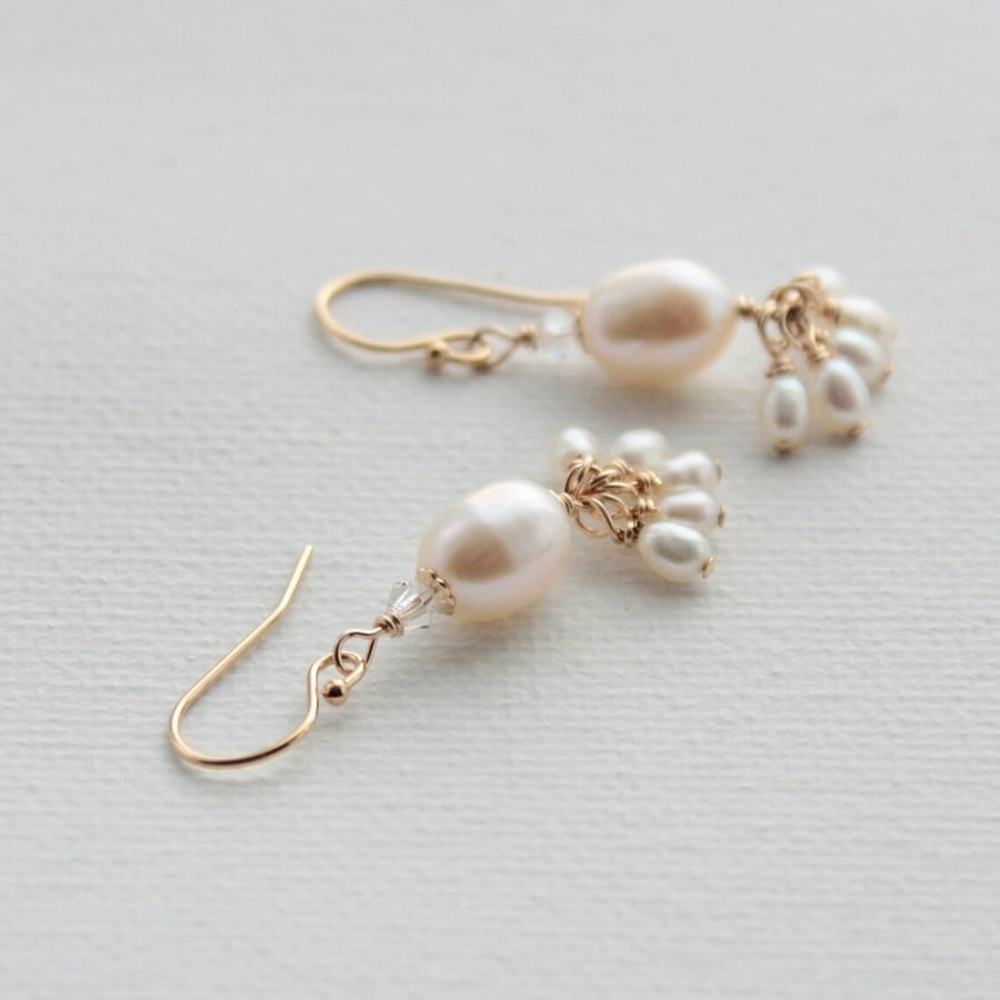 Freshwater pearl earrings, boho earrings