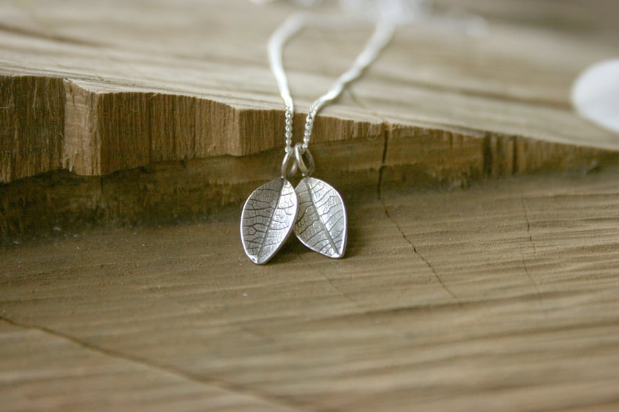 Handmade Silver Twin Leaf Necklace