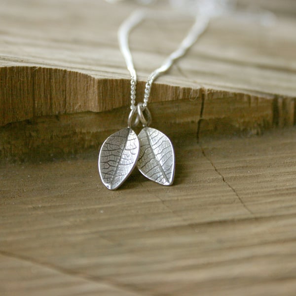 Handmade Silver Twin Leaf Necklace