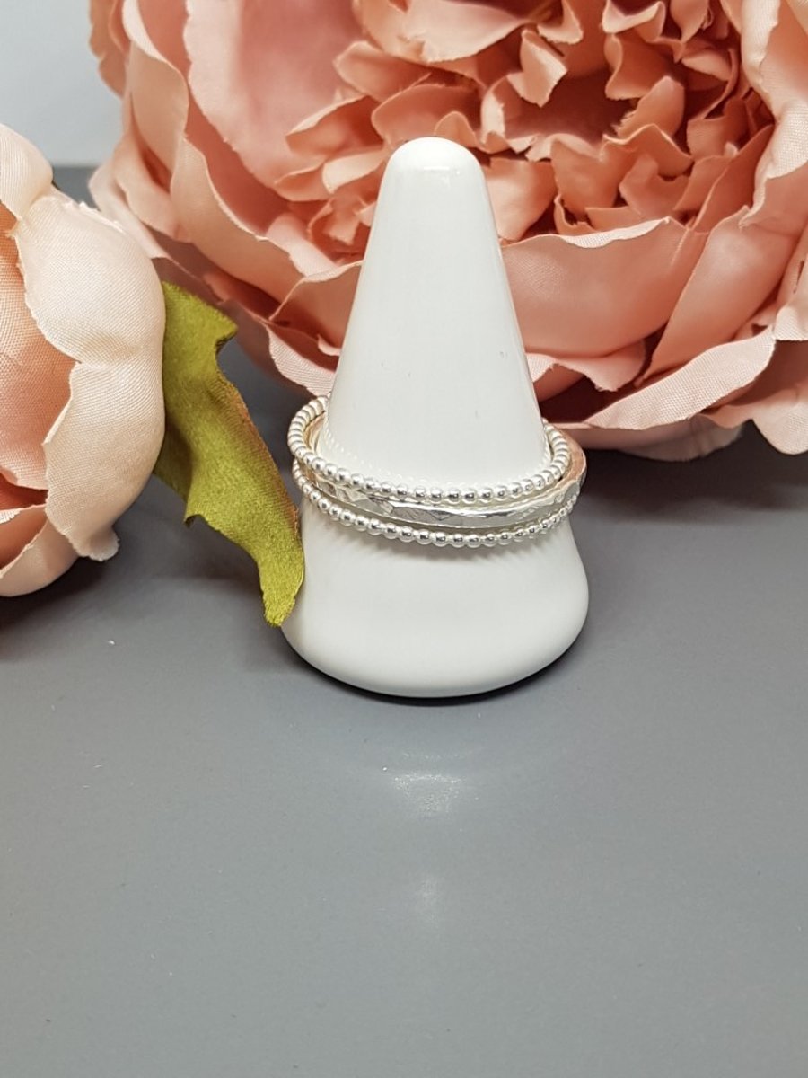 Large Size Sterling Silver Triple Stacking Ring Folksy