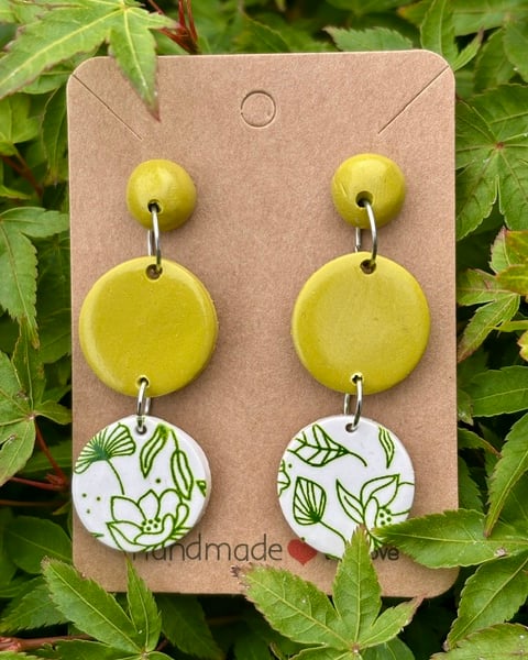 Striking Lime Green Floral Drop Earrings