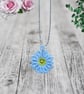 Embroidered Daisy Flower Necklace & Earring Set - Image 2
