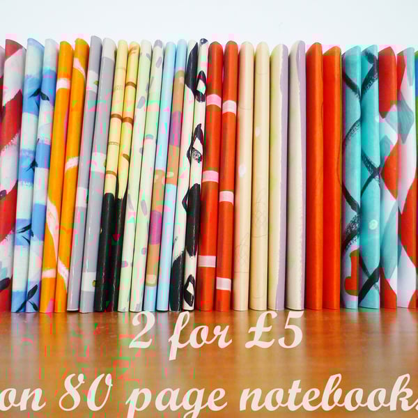 Free Postage - Lucky Dip - 2 80 Page Patterned Notebooks