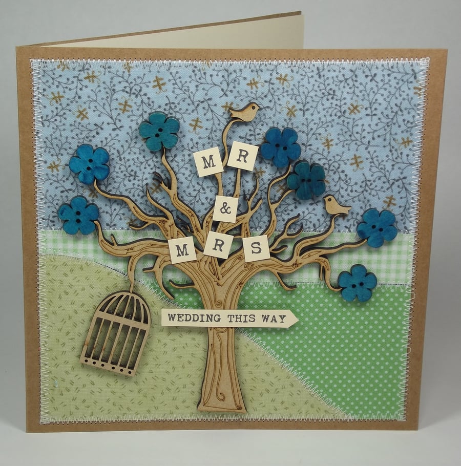 Mr and Mrs Fabric Wedding Greetings Card