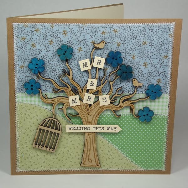 Mr and Mrs Fabric Wedding Greetings Card