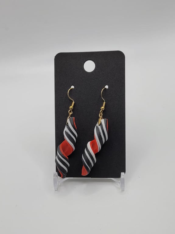 Handmade Swirl Polymer Clay Dangle Earrings, Colorful Artisan Statement Jewelry