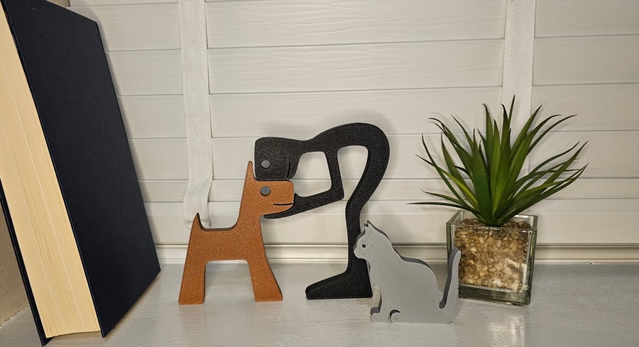 Minimalist Silhouette Ornament Set – Cat, Dog & Figure