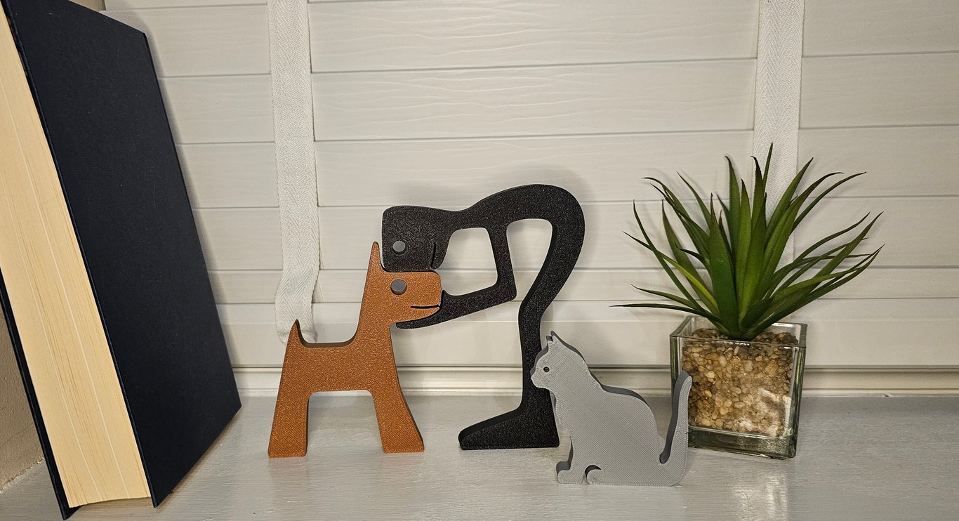 Minimalist Silhouette Ornament Set – Cat, Dog & Figure