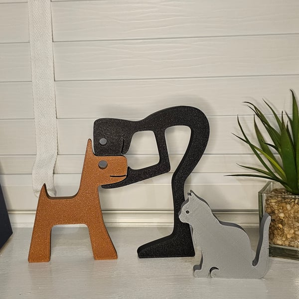 Minimalist Silhouette Ornament Set – Cat, Dog & Figure