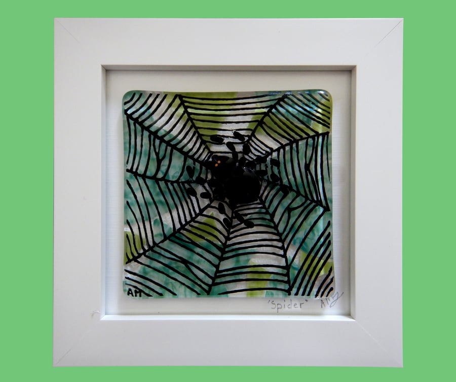 Handmade Fused Glass 'Spider' Picture