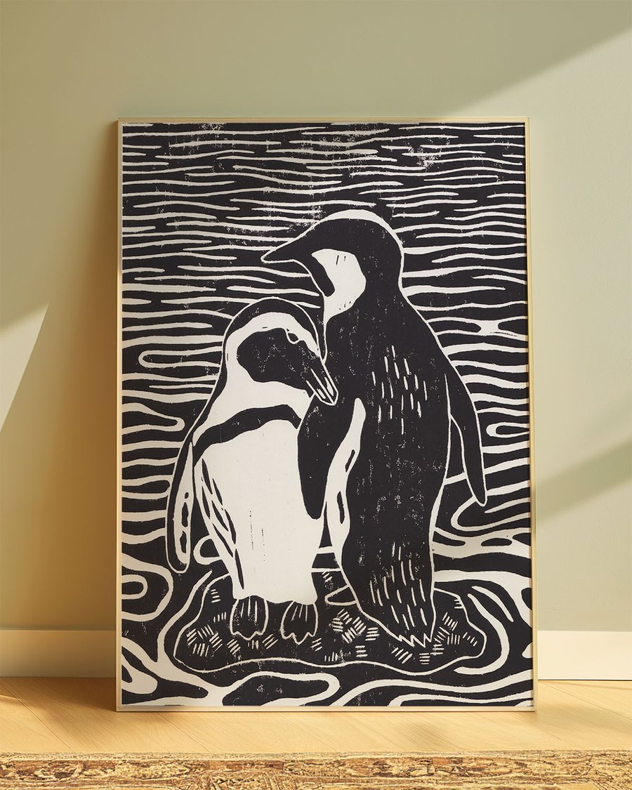 'Penguins in Love' Art Print