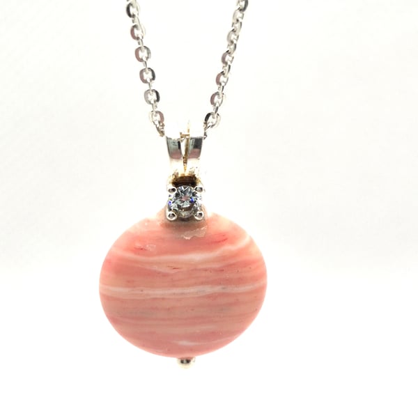 Rhodochrosite pendant necklace