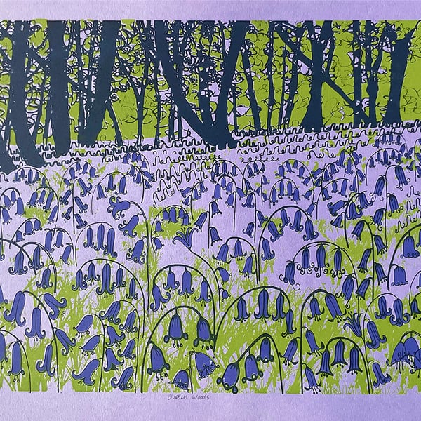 Summer seconds 'Bluebell Woods' - original screen print