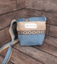 Upcycled Coffee Sack - Mini Shoulder Bag - Denim with Braid - Image 3