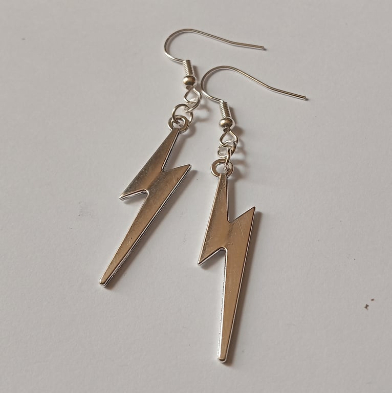Lightning Bolt Silver Plate Earrings