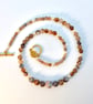 Striped Agate & Glass Pearl Necklace, June Birthstone, Anniversary Gifts For Her - Image 4