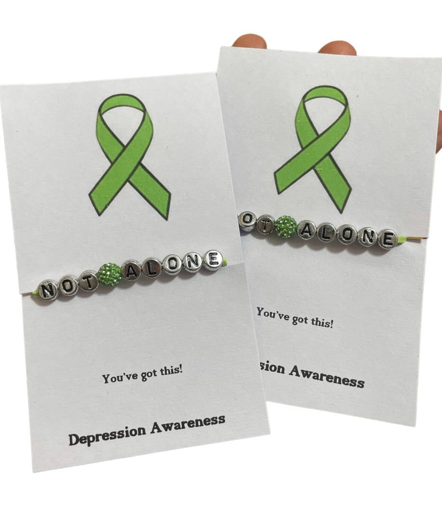 Not alone you’ve got this depression awareness wish bracelet gift green 