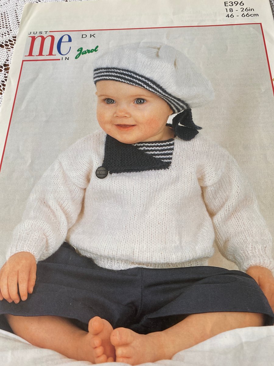 Boys sweater and beret knitting pattern DK E396