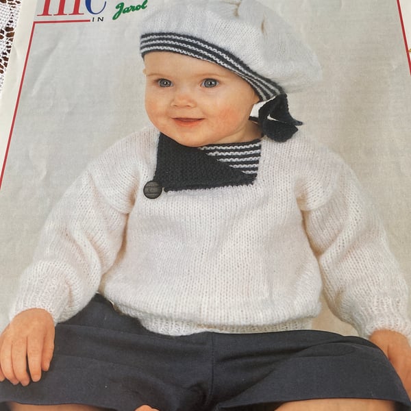 Boys sweater and beret knitting pattern DK E396