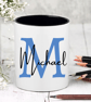 Personalised  Blue Initial and Name Personalised  Pen  - Pencil Pot