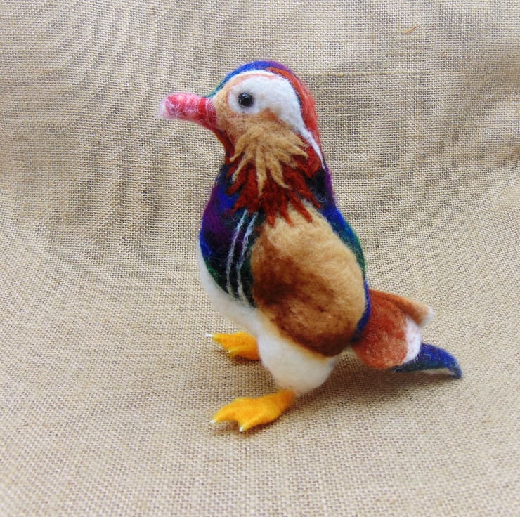 Needle Felted Duck Mandarin Duck Ornament Soft Sculpture