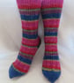 Hand-cranked Knitted Ribbed Wool Socks Size 6 to 7 - Image 1