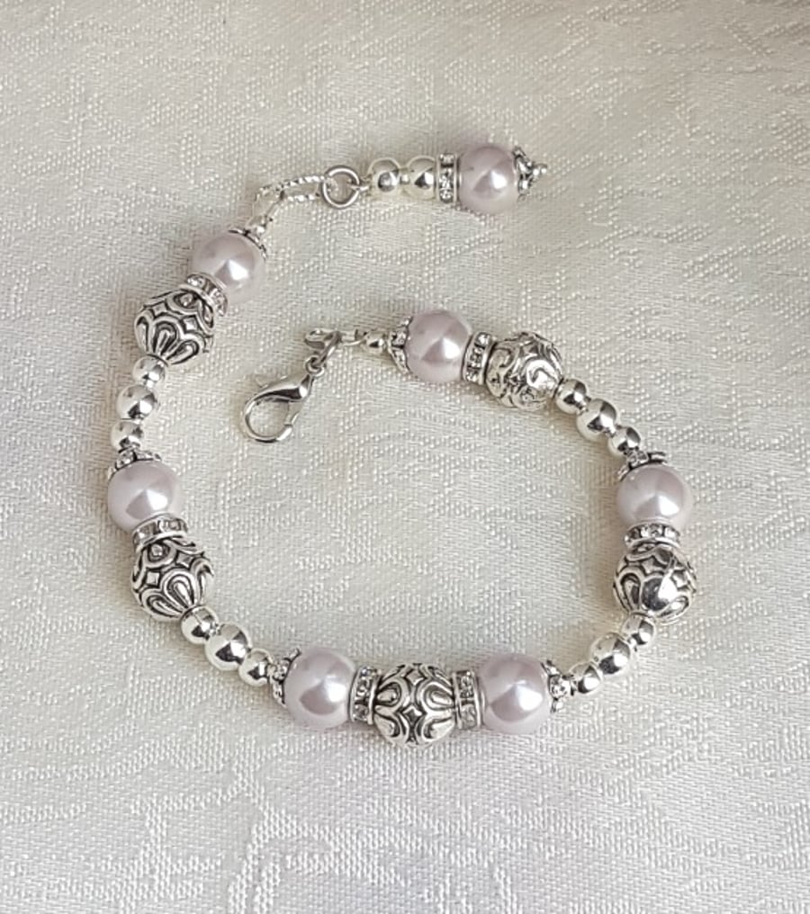 Gorgeous Light Pink Magnetic Haematite and Fancy Bead Bracelet.