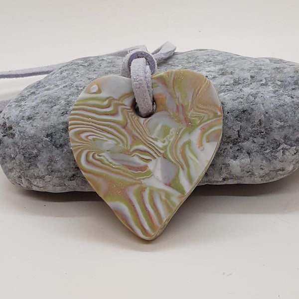 Heart shaped pastel swirl pendant