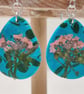 Pressed flower polymer clay pebble hook earrings - Image 2