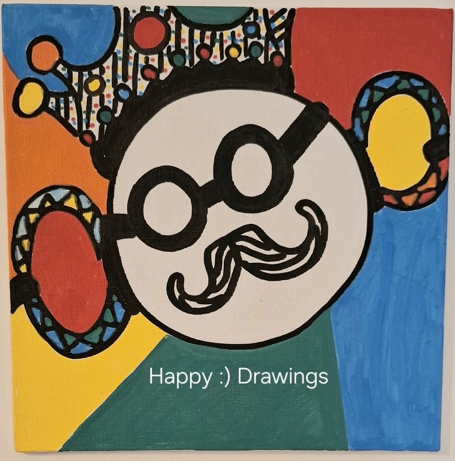 Funky King Original Drawing Painting Acrylics OOAK :)