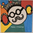 Funky King Original Drawing Painting Acrylics OOAK :)