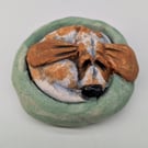 Yorkshire Pudding - Basset in light green bed