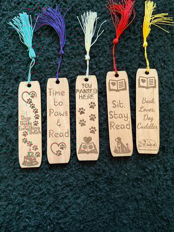 Dog lover Wood engraved bookmark 