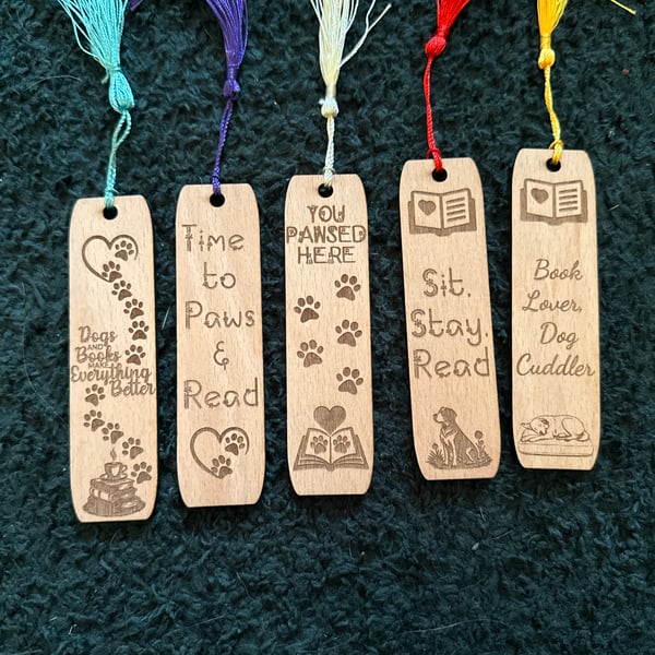 Dog lover Wood engraved bookmark 