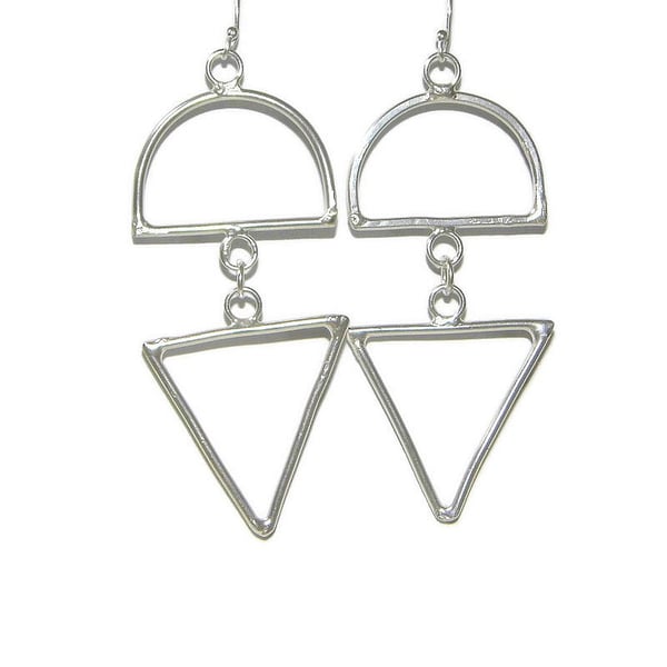  Sterling Silver Geometric Dangle Earrings – Elegant, Modern, Handmade Jewellery