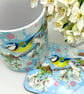 Bluetit and Cherry Blossom Ceramic Mug - matching Coaster option - Image 2