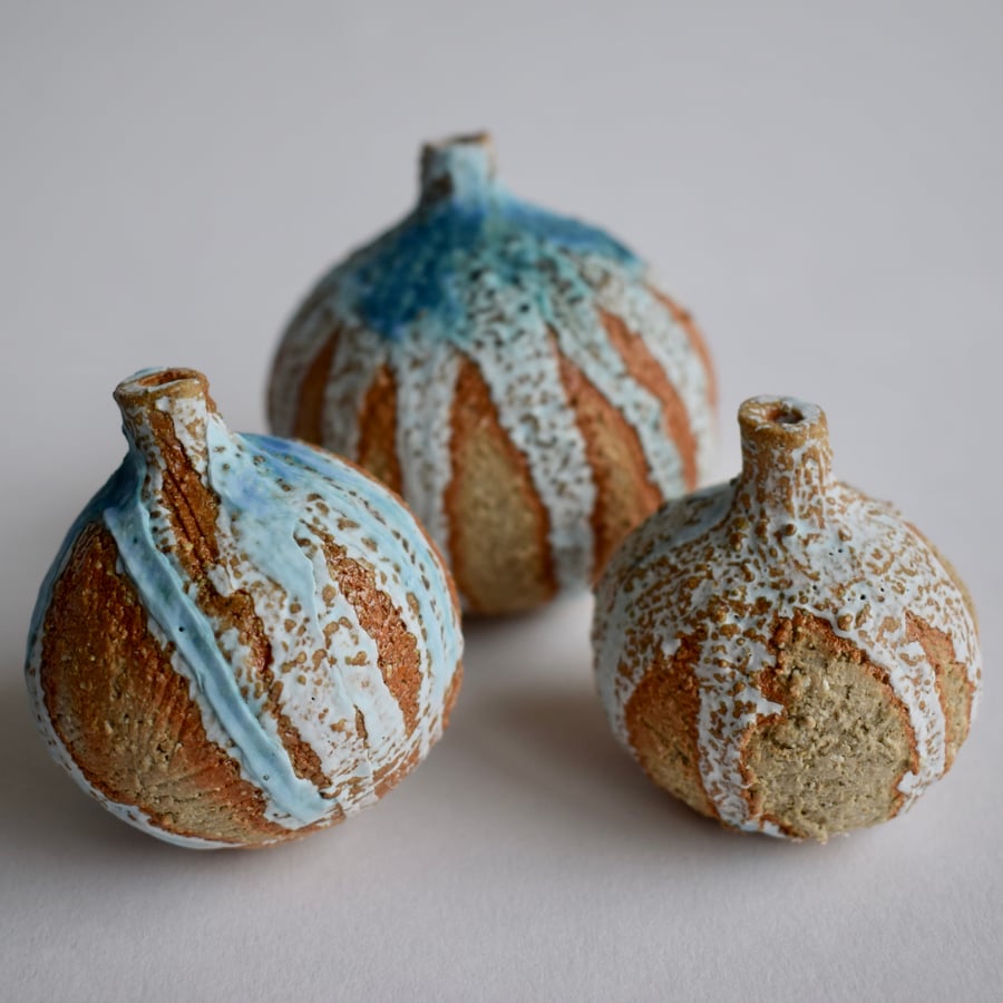 Set of Three Little Ceramic  Bottles