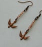 Flying Swallows Copper Bird Dangle Drop Earrings - Image 2